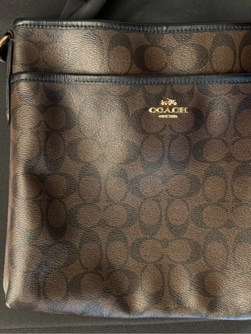 Coach Dark Brown Signature Crossbody Shoulder Bag